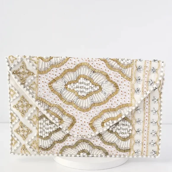 Lulus Etched In Stone Breaded Clutch (With Gold Chain Strap) - Picture 1 of 4